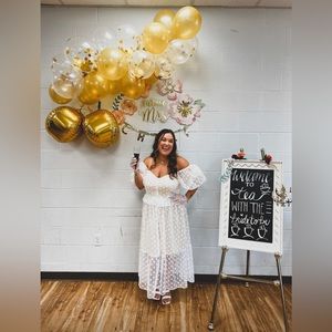 Celestina Polkadot Peplum Midi Dress